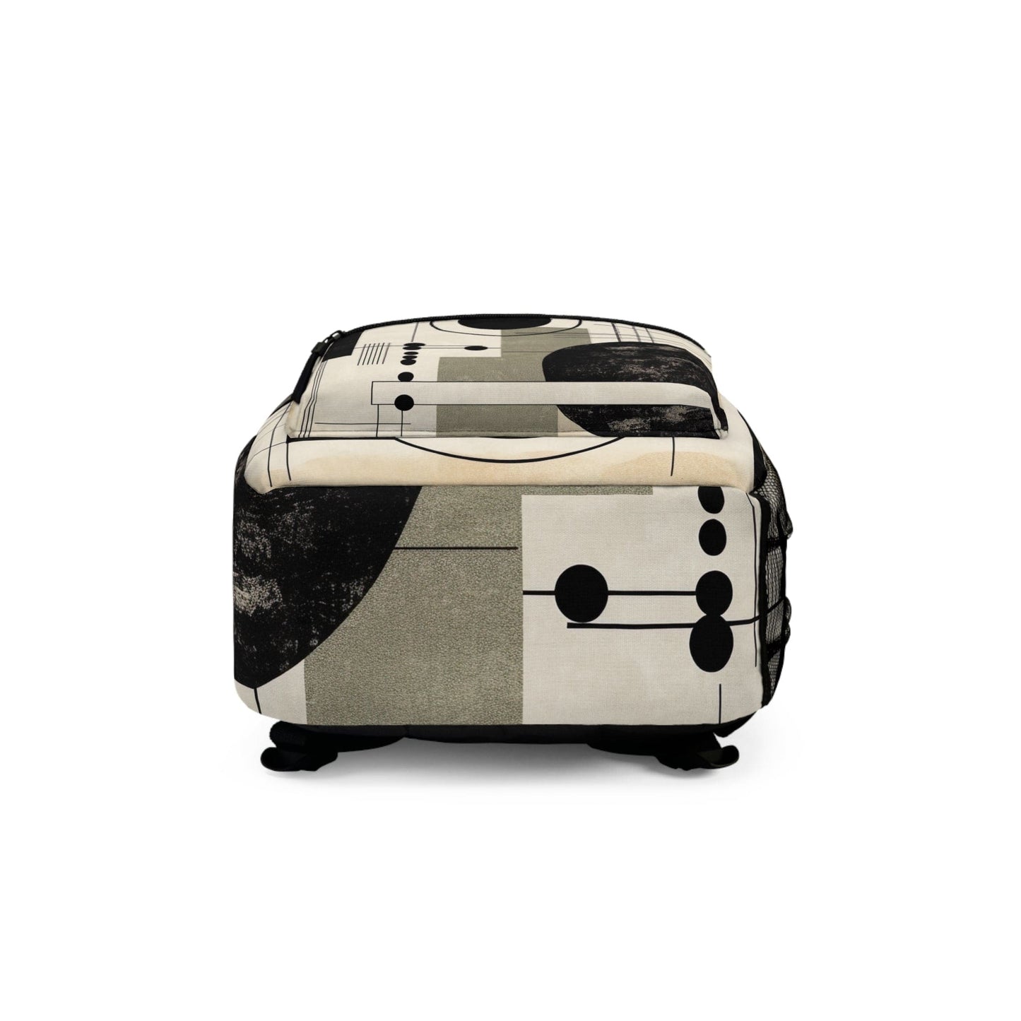Backpack Work/school/leisure - Waterproof - Abstract Black Beige Brown Geometric Shapes