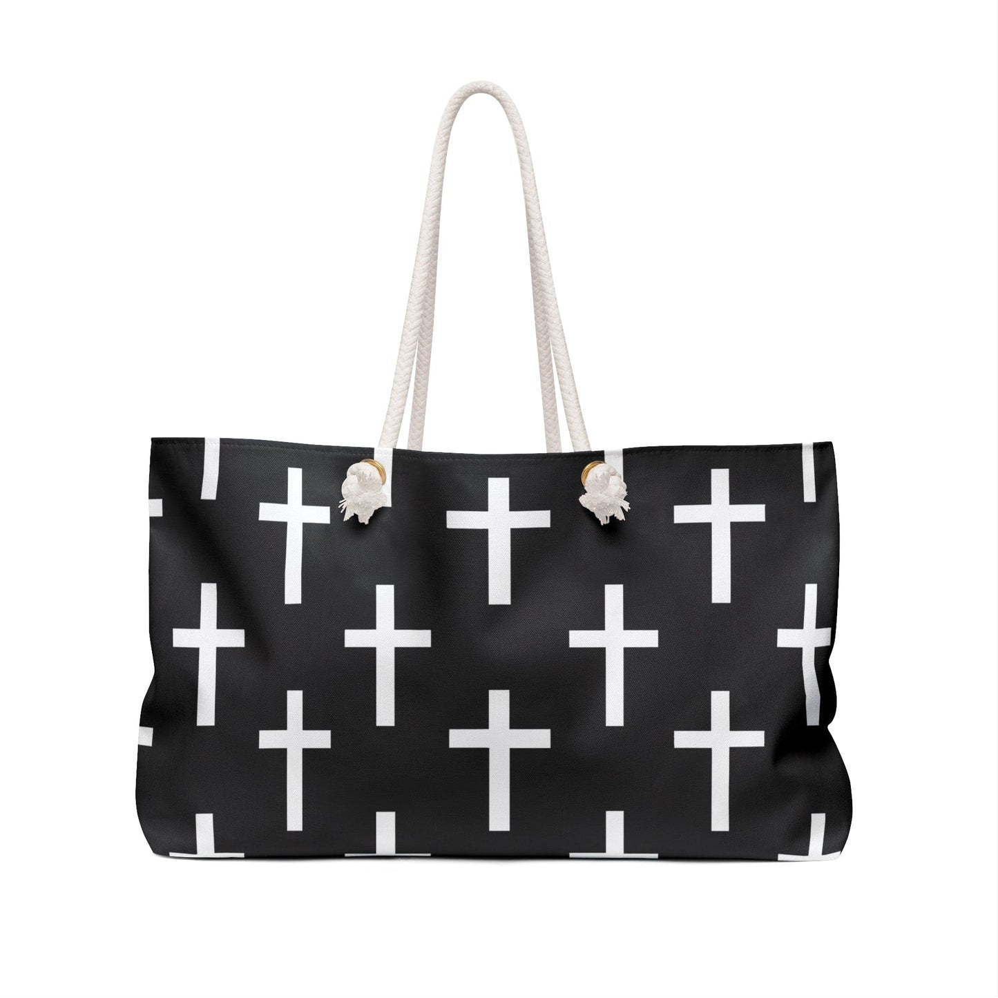 Weekender Tote Bag Black and White Seamless Cross Pattern