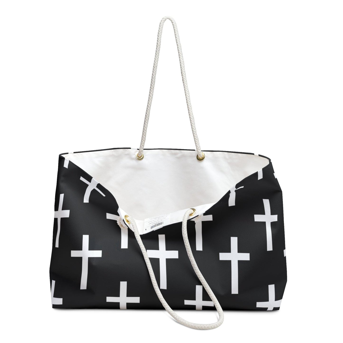 Weekender Tote Bag Black and White Seamless Cross Pattern