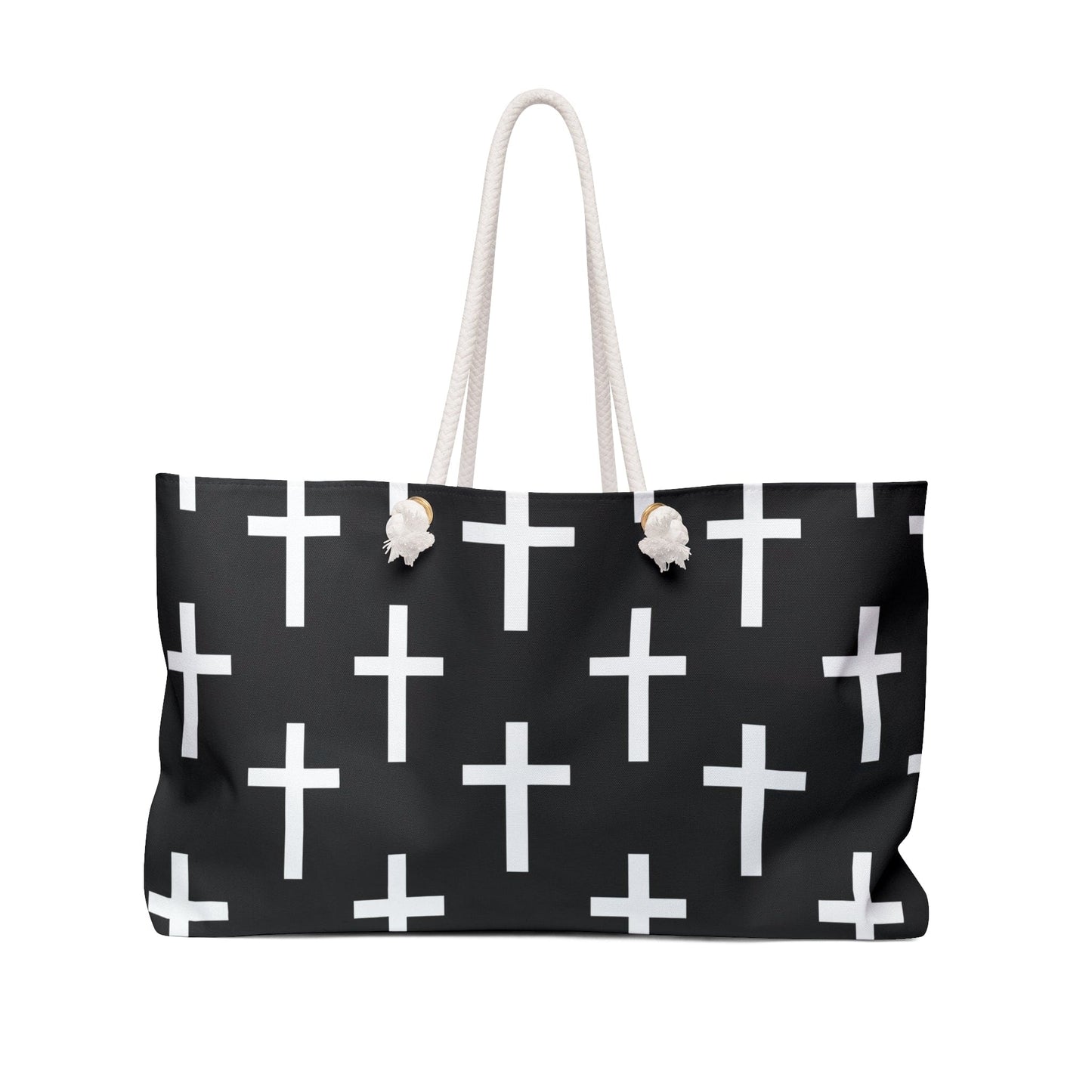Weekender Tote Bag Black and White Seamless Cross Pattern