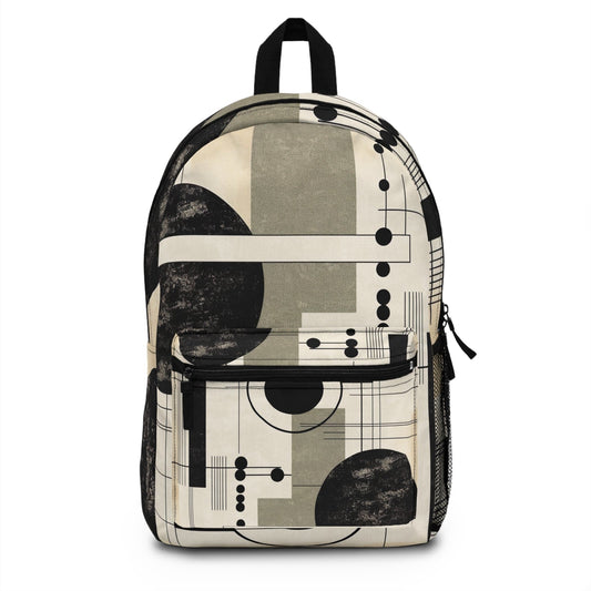 Backpack Work/school/leisure - Waterproof - Abstract Black Beige Brown Geometric Shapes