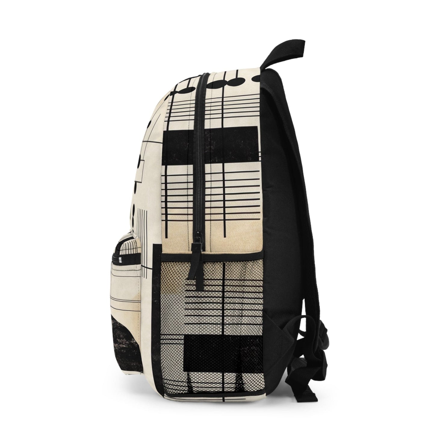Backpack Work/school/leisure - Waterproof - Abstract Black Beige Brown Geometric Shapes