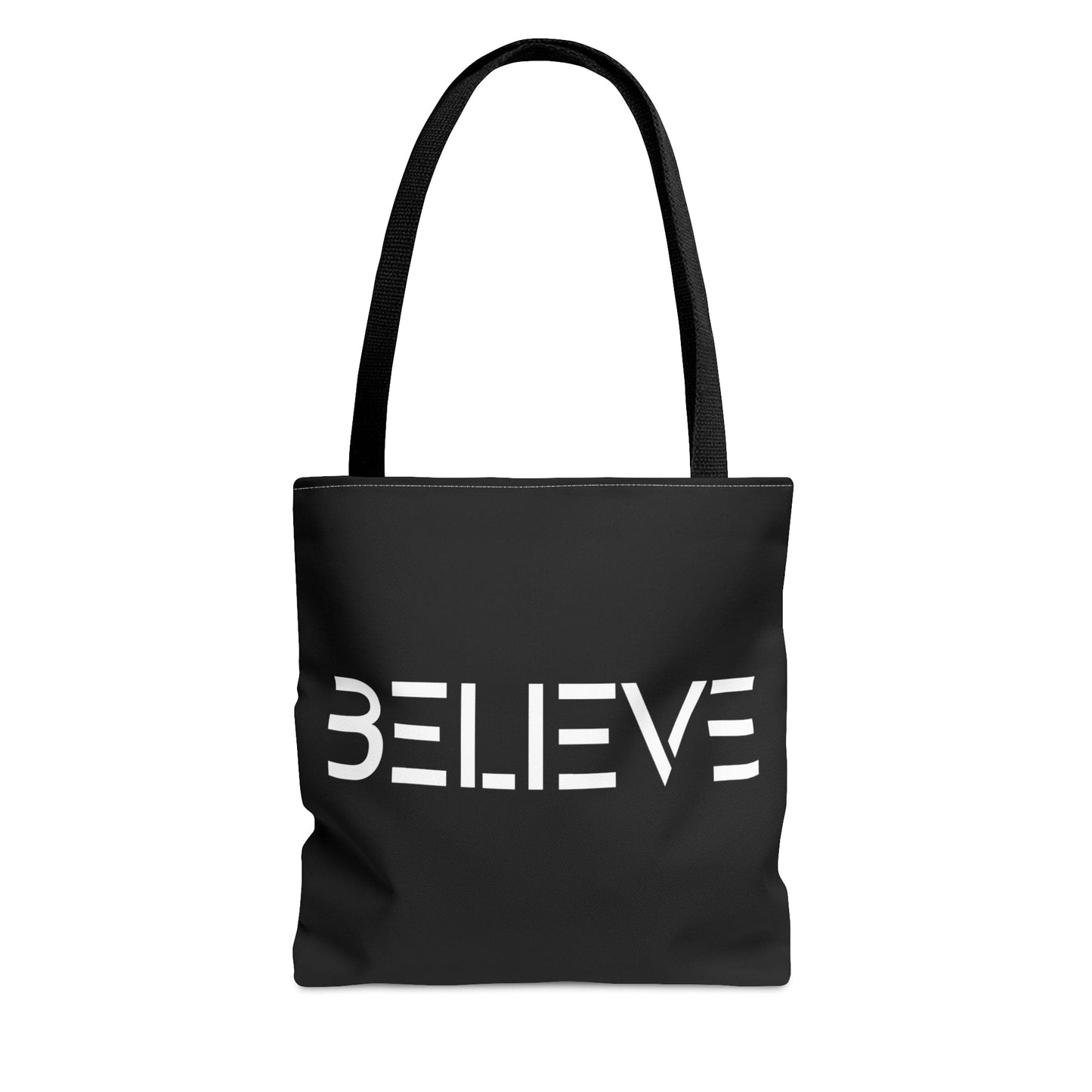 Large Tote Bag Believe White Print