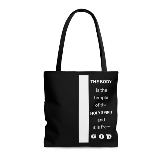 Large Tote Bag the Body is the Temple of the Holy Spirit - Scripture Verse