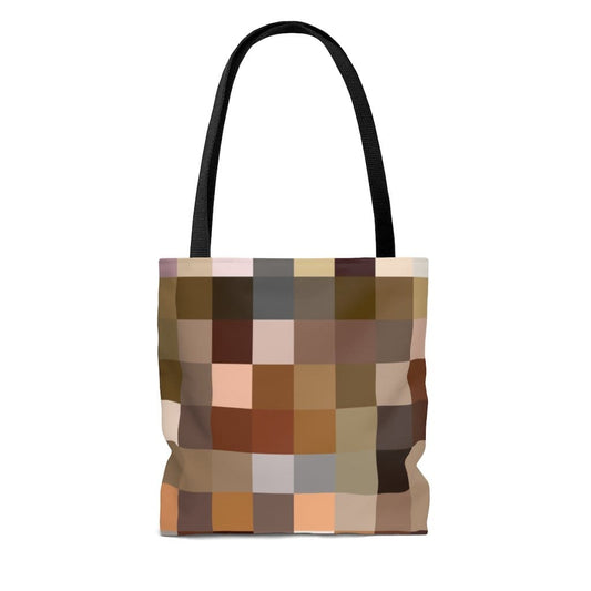 Large Tote Bags - Natural Brown Colorblock Print