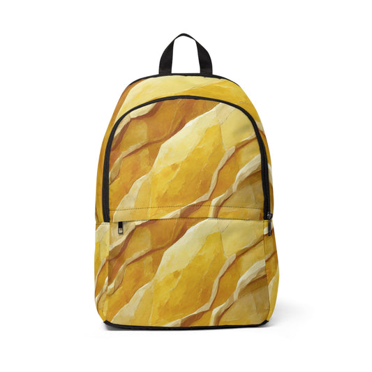 Fashion Backpack Waterproof Rustic Yellow Stone Print