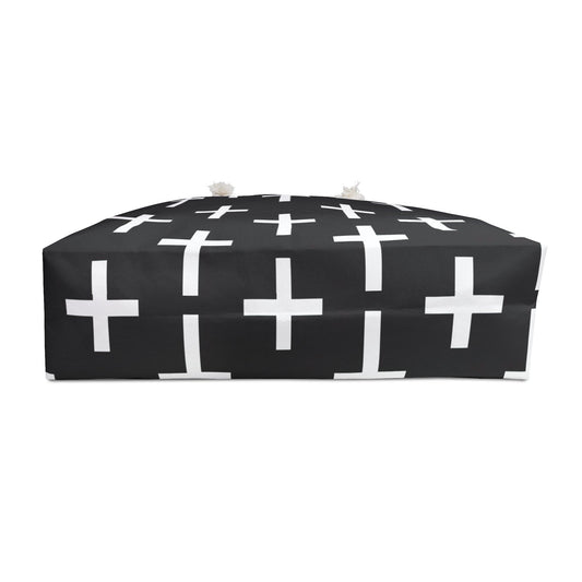 Weekender Tote Bag Black and White Seamless Cross Pattern